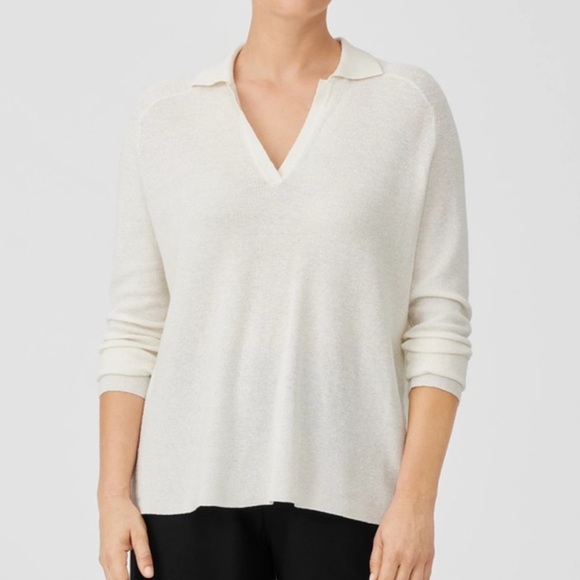 Eileen Fisher Tops - Eileen Fisher Linen Crepe Stretch Top Ivory